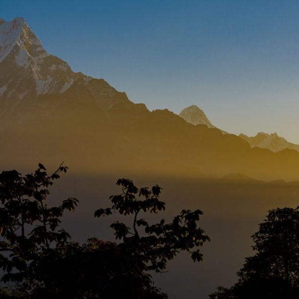 Sunrise at Fish Tail Mountain, Annapurna region of Nepal.